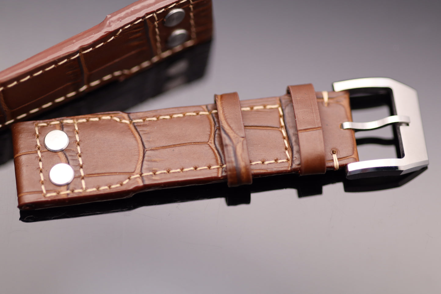 Uhrenarmband - Echtleder - Braun - Fliegerdesign