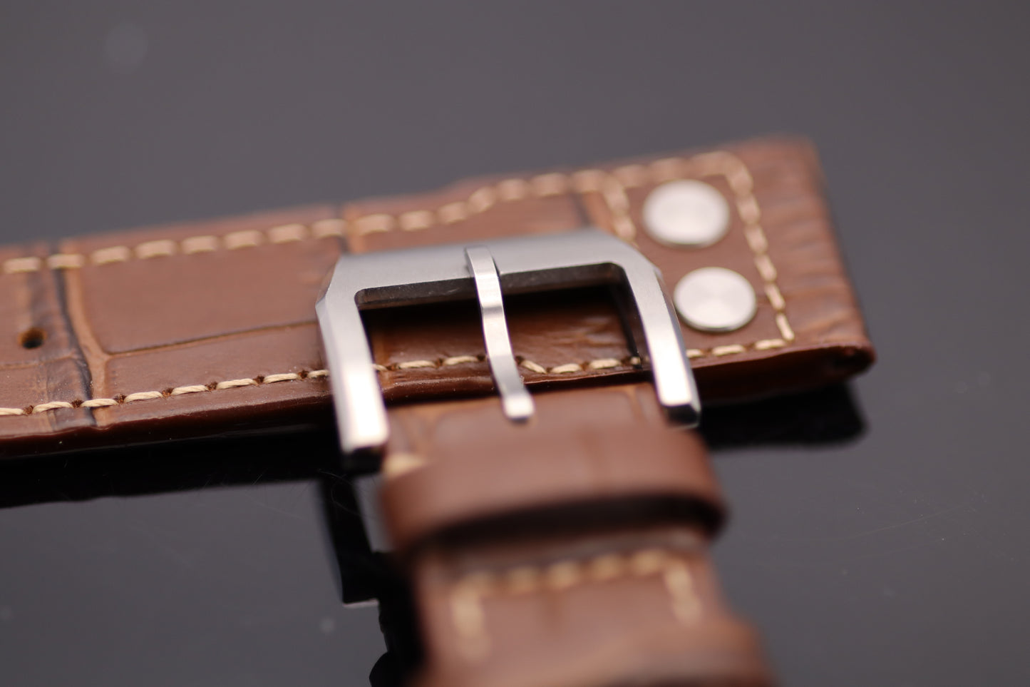 Uhrenarmband - Echtleder - Braun - Fliegerdesign